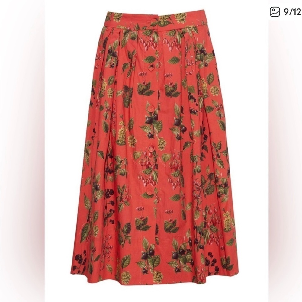 Cara Cara Coral Botanical Marge Midi Skirt and Helena Top - Picture 5 of 7